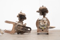 Two circa 1920s Raleigh 2 3/4 HP motors, stamped 'half case M14755', 'M11325' and '11834' on metal base - 6
