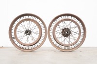 Two circa 1926 BSA flat track 19" wheels with belt rims