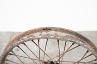 Two rear AJS 19" beaded edge wheels, both with axles and bearings, one with rusted out rim - 2