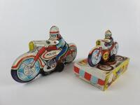 RACING: Spanish ROMAN Moto Sprint racer c1970s, friction, 14.5 cms plus Police bike, friction, made in Japan c1970s. - 2