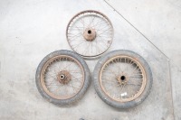 Three circa 1920s 19" wheels, believed to Triumph, one beaded edge - 3