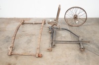 A sidecar group, including a Yates frame, springs and wheel