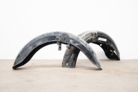 A pair of mudguard, with telescopic fork scallops