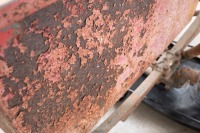 A circa 1930s/1940s Dusting Sidecar chassis, complete with tub, wheel, guard and mounting brackets, unknown fitment, body appears home made - 6