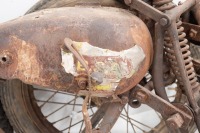 A group of BSA Sloper parts including front frame with tank and five wheels - 3