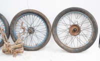 A collection of BSA Bantam items including 3 wheels, rear suspension units and crash bars - 2