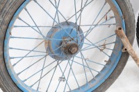 A collection of BSA Bantam items including 3 wheels, rear suspension units and crash bars - 3