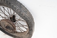 A 1950s British 19" rear wheel, likely BSA M21, with hub and brake plate - 2