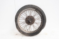 A 1950s British 19" rear wheel, likely BSA M21, with hub and brake plate - 3