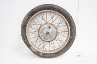 A 1950s 19" Ariel front wheel, with brake and axle, turns