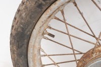 A 1950s 19" Ariel front wheel, with brake and axle, turns - 2