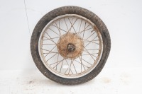 A 1950s 19" Ariel front wheel, with brake and axle, turns - 3