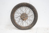 A circa 1940s 19" front wheel, likely BSA C10, 5" brake drum, with hub, turns