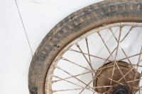 A circa 1940s 19" front wheel, likely BSA C10, 5" brake drum with hub, turns - 2