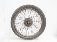 A circa 1940s 19" front wheel, likely BSA C10, 5" brake drum with hub, turns - 3