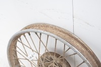 Two front wheels (19" & 20" with tyres) with finned brake drums, one with bearings - possible early Triumph Speed Twin - 3