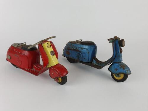 SCOOTER: Silver Pigeon Scooters by Bandai Japan, 23 cms, friction, c1950s.