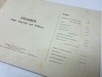 HUMBER: A group of three Sales Brochures, for the Snipe Imperial and Pullman models plus the model range with price list [Location: Sydney] - 3