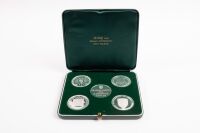 MEDALLIONS: A fine and rare boxed set of solid silver (1000) Porsche commemorative medallions that were a personal gift from Porsche Germany to Alan Hamilton we are informed by the family, boxed, (updated description: combined silver weight 100 grams) - 5