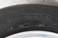 F5000: Two large & impressive twin polished side aluminum F5000 rear wheels, believed to have been removed from a Lola, great for car or table bases - 2