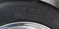 F5000: Two large & impressive twin polished side aluminum F5000 rear wheels, believed to have been removed from a Lola, great for car or table bases - 3