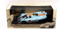 PORSCHE 917K GULF: A 1:18 scale Porsche 917K, the number #20 race car, made by Autoart models, part of the Steve McQueen collection, from the movie "Le Mans"