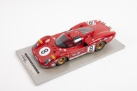 FERRARI 512S: A 1:18 scale Ferrari 512S long tail, the SpA Ferrari SEFAC entered number #8 race car, was a non finisher in the 1970 Le Mans 24 hour, with a driver combination of Merzario - Regazzoni, limited edition 060/100 pieces - 2