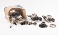 STUB AXLES / KING PINS: A box of assorted front stub axles & kings pins and some assorted connectors [Location: Melbourne]