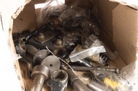STUB AXLES / KING PINS: A box of assorted front stub axles & kings pins and some assorted connectors [Location: Melbourne] - 2