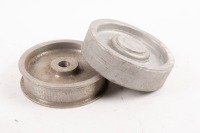 BUGATTI: Two Bugatti GP Type tacho pulleys, one standard pulley and one un-machined casting [Location: Melbourne]