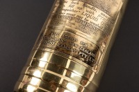 FIRE EXTINGUISHER: A vintage brass 'Pyrene' fire extinguisher made in England, distributed in Australia by agent Harrisons Ramsay, with mounting bracket affixed, 35cm long [Location: Melbourne] - 2