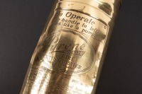 FIRE EXTINGUISHER: A vintage brass 'Pyrene' fire extinguisher made in England, distributed in Australia by agent Harrisons Ramsay, with mounting bracket affixed, 35cm long [Location: Melbourne] - 3