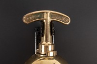 FIRE EXTINGUISHER: A vintage brass 'Pyrene' fire extinguisher made in England, distributed in Australia by agent Harrisons Ramsay, with mounting bracket affixed, 35cm long [Location: Melbourne] - 4