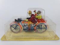 CLASSIC: Two Paya reissues of classic Motor Cycle & Sidecar toys from the original castings,tinplate & clockwork. - 5