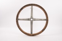 STEERING WHEEL: A circa 1920s four spoke wood rim steering wheel, thought to possibly suit Dodge, [P/N 18866], 43cm wide [Location: Melbourne] - 3