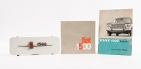 FIAT 1500: Three Fiat 1500 items, including a dash panel with fixed badge, a mid 1960s MKIII Instruction book and a circa mid 1960s small sales brochure in original plastic sleeve