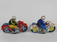 POLICE: Four HAJI Japan c1960s friction motorcycles, one civilian & three Police, 2 with celluloid heads, all 21 cms. - 6