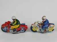 POLICE: Four HAJI Japan c1960s friction motorcycles, one civilian & three Police, 2 with celluloid heads, all 21 cms. - 7