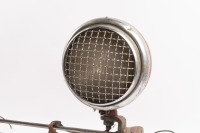 VAUXHALL: A pair of circa 1930s or 1940s Vauxhall headlamps fixed to custom built frame, with Vauxhall glass lenses and stone mesh covers, lens width 16cm [Location: Melbourne] - 2