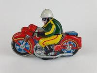 POLICE: Four HAJI Japan c1960s friction motorcycles, one civilian & three Police, 2 with celluloid heads, all 21 cms. - 14