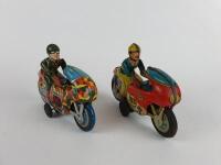 MILITARY: Military bike by Modern Toys Japan plus Racing 83 bike by Oriental Metal Industries India, both friction & 1970s.