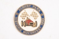 ALBERT PARK: A limited edition, numbered '014' Albert Park 1993 Historic Motorfest badge, 7cm in diameter [Location: Melbourne]