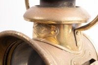 J & R OLDFIELD: A J & R Oldfield (Birmingham) brass coach / carriage lamp, lens diameter 10.5cm [Location: Melbourne] - 2