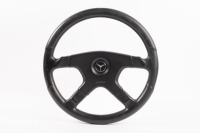 MOMO: A Momo M38 leather steering wheel & boss with Mercedes horn button, [P/N KBA 70056], 37cm wide [Location: Melbourne]
