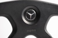MOMO: A Momo M38 leather steering wheel & boss with Mercedes horn button, [P/N KBA 70056], 37cm wide [Location: Melbourne] - 2