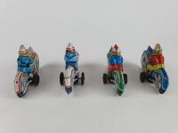 POLICE: Four small friction motorcycles, includes two Police, 9.5cms each c1970s, colourful. - 4