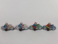 POLICE: Four small friction motorcycles, includes two Police, 9.5cms each c1970s, colourful. - 5