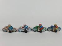 POLICE: Four small friction motorcycles, includes two Police, 9.5cms each c1970s, colourful. - 6