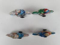 POLICE: Four small friction motorcycles, includes two Police, 9.5cms each c1970s, colourful. - 7