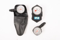 PRESSURE GAUGES: Three tyre pressure gauges, includes two German Motormeter gauges and one Lee Wang gauge [Location: Melbourne]